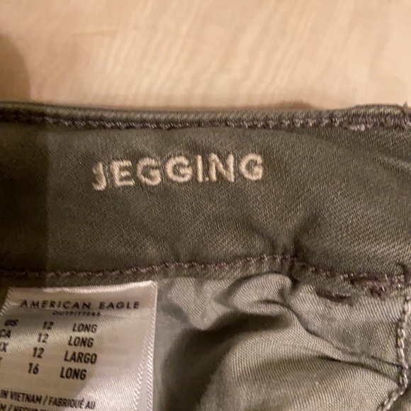 AMERICAN EAGLE Olive Green Moto Skinny Jeans Jegging - Picture 9 of 11